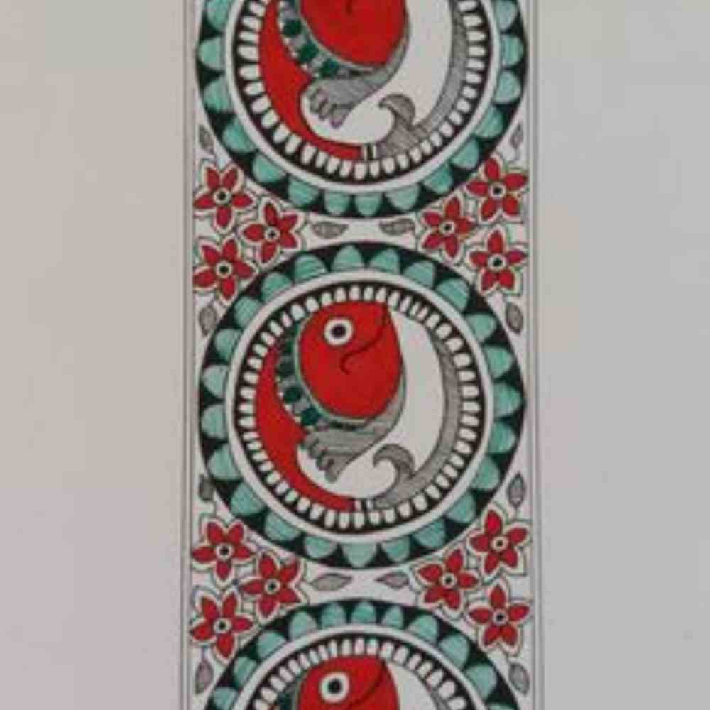 Tussar Saree with Madhubani Bride, Doli, and Kaahar Painting